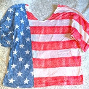 Patriotic flag vneck Stars and Stripes top